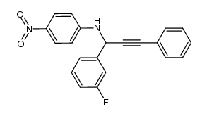 N-(4-nitrophenyl)-3-amino-3-(3-fluorophenyl)-1-phenylprop-1-yne结构式