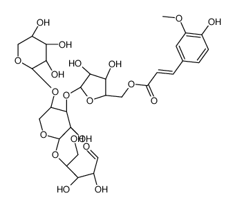 O-beta-xylopyranosyl-(1-4)-O-(5-O-feruloyl-alpha-arabinofuranosyl-(1-3))-O-beta-xylopyranosyl-(1-4)-xylopyranose结构式