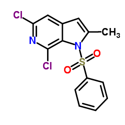 5,7-Dichloro-2-Methyl-1-(phenylsulfonyl)-6-azaindole结构式