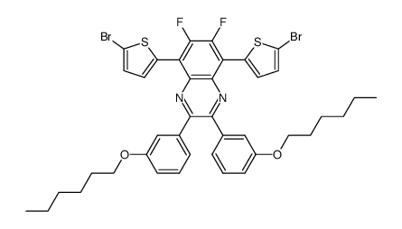 5,8-bis(5-bromothiophen-2-yl)-6,7-difluoro-2,3-bis(3-(hexyloxy)phenyl)quinoxaline结构式