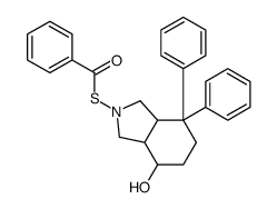 S-(4-hydroxy-7,7-diphenyl-3,3a,4,5,6,7a-hexahydro-1H-isoindol-2-yl) benzenecarbothioate结构式
