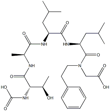 N-(Benzyloxycarbonyl)-L-Thr-L-Ala-L-Leu-L-Leu-Gly-OMe结构式