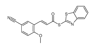 (E)-3-(5-cyano-2-methoxyphenyl)thioacrylic acid S-benzothiazol-2-yl-thioester结构式