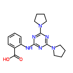 2-{[4,6-Di(1-pyrrolidinyl)-1,3,5-triazin-2-yl]amino}benzoic acid Structure