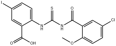 2-[[[(5-chloro-2-methoxybenzoyl)amino]thioxomethyl]amino]-5-iodo-benzoic acid Structure