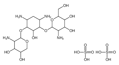 5-amino-6-[4,6-diamino-3-(3-amino-4,5-dihydroxyoxan-2-yl)oxy-2-hydroxycyclohexyl]oxy-2-(hydroxymethyl)oxane-3,4-diol,sulfuric acid结构式