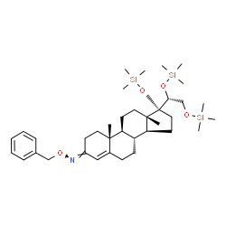 Pregn-4-en-3-one, 17,20,21-tris[(trimethylsilyl)oxy]-, O-(phenylmethyl )oxime, (20R)- Structure