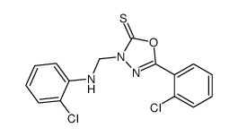 3-[(2-chloroanilino)methyl]-5-(2-chlorophenyl)-1,3,4-oxadiazole-2-thione结构式