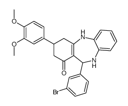 6-(3-bromophenyl)-9-(3,4-dimethoxyphenyl)-5,6,8,9,10,11-hexahydrobenzo[b][1,4]benzodiazepin-7-one结构式