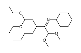 Cyclohexyl-[2-(2,2-diethoxy-ethyl)-1-dimethoxymethyl-hex-(Z)-ylidene]-amine结构式