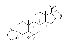 17-acetoxy-3,3-ethanediyldioxy-5,6α-epoxy-5α-pregnan-20-one结构式