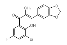 3-benzo[1,3]dioxol-5-yl-1-(3-bromo-5-fluoro-2-hydroxy-phenyl)-2-methyl-prop-2-en-1-one structure