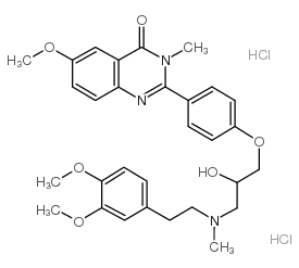 4(3H)-Quinazolinone, 2-(4-(3-((2-(3,4-dimethoxyphenyl)ethyl)methylamin o)-2-hydroxypropoxy)phenyl)-6-methoxy-3-methyl-, dihydrochloride结构式