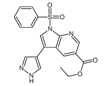 Ethyl 1-(phenylsulfonyl)-3-(1H-pyrazol-4-yl)-1H-pyrrolo[2,3-b]pyr idine-5-carboxylate Structure