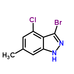 3-Bromo-4-chloro-6-methyl-1H-indazole结构式