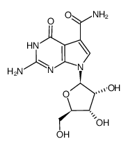 2-amino-7-(β-D-ribofuranosyl)pyrrolo(2,3-d)-pyrimidin-4-one-5-carboxamide Structure