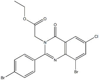 3(4H)-Quinazolineacetic acid, 8-bromo-2-(4-bromophenyl)-6-chloro-4-oxo-, ethyl ester Structure