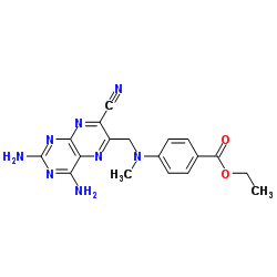 Ethyl 4-{[(2,4-diamino-7-cyano-6-pteridinyl)methyl](methyl)amino}benzoate Structure