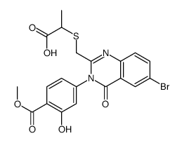 2-[[6-bromo-3-(3-hydroxy-4-methoxycarbonyl-phenyl)-4-oxo-quinazolin-2- yl]methylsulfanyl]propanoic acid结构式