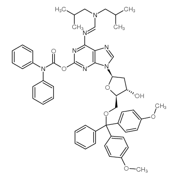 n6-(diisobutylaminomethylidene)-5'-o-(dimethoxytrityl)-o2-(diphenylcarbamoyl )-2'-deoxyisoguanosine结构式