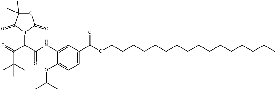 hexadecyl 3-{[2-(5,5-dimethyl-2,4-dioxo-1,3-oxazolidin-3-yl)-4,4-dimethyl-3-oxopentanoyl]amino}-4-(1-methylethoxy)benzoate picture