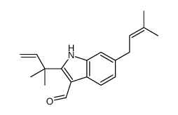 2-(1,1-Dimethyl-2-propenyl)-6-(3-methyl-2-butenyl)-1H-indole-3-carbaldehyde structure