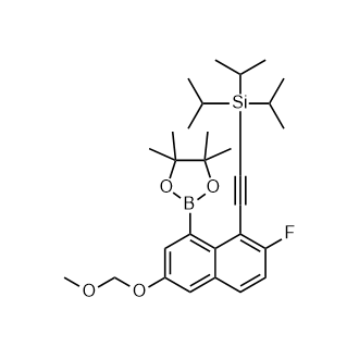 ((2-Fluoro-6-(methoxymethoxy)-8-(4,4,5,5-tetramethyl-1,3,2-dioxaborolan-2-yl)naphthalen-1-yl)ethynyl)triisopropylsilane Structure