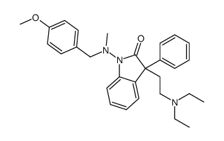 3-[2-(diethylamino)ethyl]-1-[(4-methoxyphenyl)methyl-methylamino]-3-phenylindol-2-one结构式