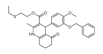 2-ethylsulfanylethyl 4-(4-methoxy-3-phenylmethoxyphenyl)-2-methyl-5-oxo-4,6,7,8-tetrahydro-1H-quinoline-3-carboxylate Structure