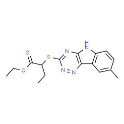 Butanoic acid, 2-[(8-methyl-2H-1,2,4-triazino[5,6-b]indol-3-yl)thio]-, ethyl ester (9CI) Structure