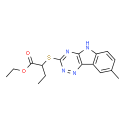 Butanoic acid, 2-[(8-methyl-2H-1,2,4-triazino[5,6-b]indol-3-yl)thio]-, ethyl ester (9CI) structure