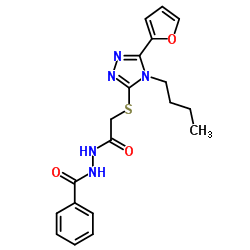 Benzoic acid, 2-[[[4-butyl-5-(2-furanyl)-4H-1,2,4-triazol-3-yl]thio]acetyl]hydrazide (9CI) structure