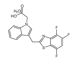 2-[3-[(4,5,7-trifluoro-1,3-benzothiazol-2-yl)methyl]indol-1-yl]acetic acid,hydrate结构式