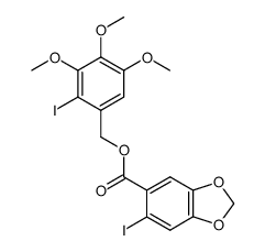2-iodo-3,4,5-trimethoxybenzyl 6-iodo-1,3-benzodioxole-5-carboxylate结构式