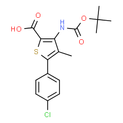 3-TERT-BUTOXYCARBONYLAMINO-5-(4-CHLOROPHENYL)-4-METHYLTHIOPHENE-2-CARBOXYLICACID结构式