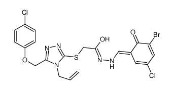N'-[(5-bromo-3-chloro-6-oxocyclohexa-2,4-dien-1-ylidene)methyl]-2-[[5-[(4-chlorophenoxy)methyl]-4-prop-2-enyl-1,2,4-triazol-3-yl]sulfanyl]acetohydrazide Structure