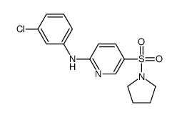 N-(3-chlorophenyl)-5-pyrrolidin-1-ylsulfonylpyridin-2-amine结构式