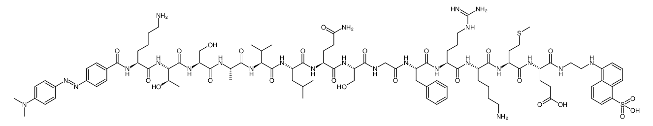 DABCYL-Lys-HCoV-SARS Replicase Polyprotein 1ab (3235-3246)-Glu-EDANS trifluoroacetate salt结构式