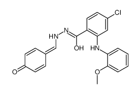 4-chloro-2-(2-methoxyanilino)-N'-[(4-oxocyclohexa-2,5-dien-1-ylidene)methyl]benzohydrazide Structure