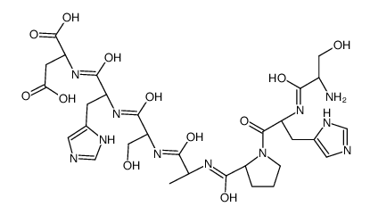 (2S)-2-[[(2S)-2-[[(2S)-2-[[(2S)-2-[[(2S)-1-[(2S)-2-[[(2S)-2-amino-3-hydroxypropanoyl]amino]-3-(1H-imidazol-5-yl)propanoyl]pyrrolidine-2-carbonyl]amino]propanoyl]amino]-3-hydroxypropanoyl]amino]-3-(1H-imidazol-5-yl)propanoyl]amino]butanedioic acid Structure