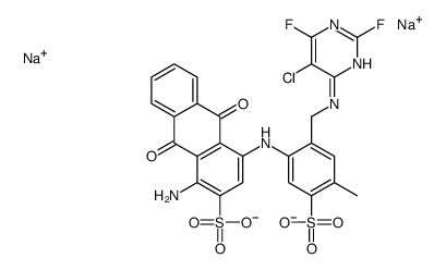 disodium,1-amino-4-[2-[[(5-chloro-2,6-difluoropyrimidin-4-yl)amino]methyl]-4-methyl-5-sulfonatoanilino]-9,10-dioxoanthracene-2-sulfonate Structure