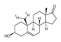 (19RS)-(19-3H,2H,1H)-3β-hydroxyandrost-5-en-17-one结构式