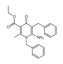 2-Amino-1,3-dibenzyl-5-ethoxycarbonyl-6-methyl-1H,4H-pyridin-4-on结构式