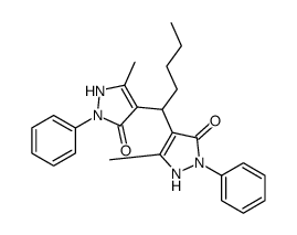 5-methyl-4-[1-(5-methyl-3-oxo-2-phenyl-1H-pyrazol-4-yl)pentyl]-2-phenyl-1H-pyrazol-3-one结构式