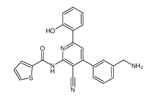 N-{4-[3-(aminomethyl)phenyl]-3-cyano-6-(2-hydroxyphenyl)pyridin-2-yl}thiophene-2-carboxamide结构式