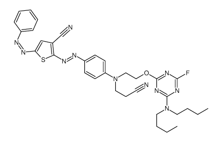 2-[[4-[(2-cyanoethyl)[2-[[4-(dibutylamino)-6-fluoro-1,3,5-triazin-2-yl]oxy]ethyl]amino]phenyl]azo]-5-(phenylazo)thiophene-3-carbonitrile picture