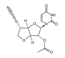 1-(2-O-acetyl-3,6-anhydro-5-azido-5-deoxy-α-L-idofuranosyl)uracil结构式