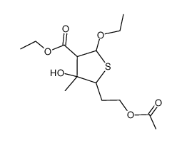 ethyl 5-(2-acetoxyethyl)-2-ethoxy-4-hydroxy-4-methyltetrahydrothiophene-3-carboxylate结构式