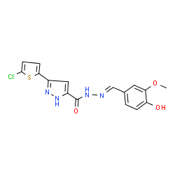 3-(5-chlorothiophen-2-yl)-N'-[(E)-(4-hydroxy-3-methoxyphenyl)methylidene]-1H-pyrazole-5-carbohydrazide picture