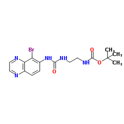 2-Methyl-2-propanyl (2-{[(5-bromo-6-quinoxalinyl)carbamoyl]amino}ethyl)carbamate Structure